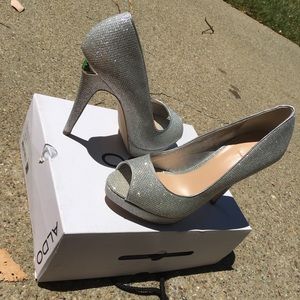 Silver sparkle heels